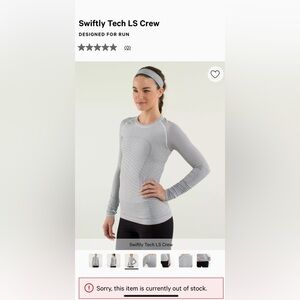 lululemon athletica Swiftly Crew in black and white stripe size 6